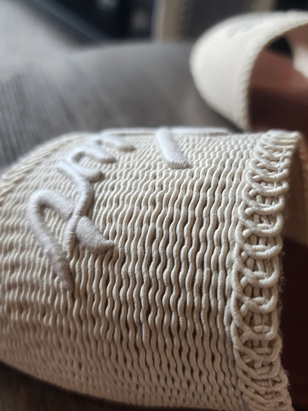 Kurt Geiger Beige Raffia Slide Sandals
